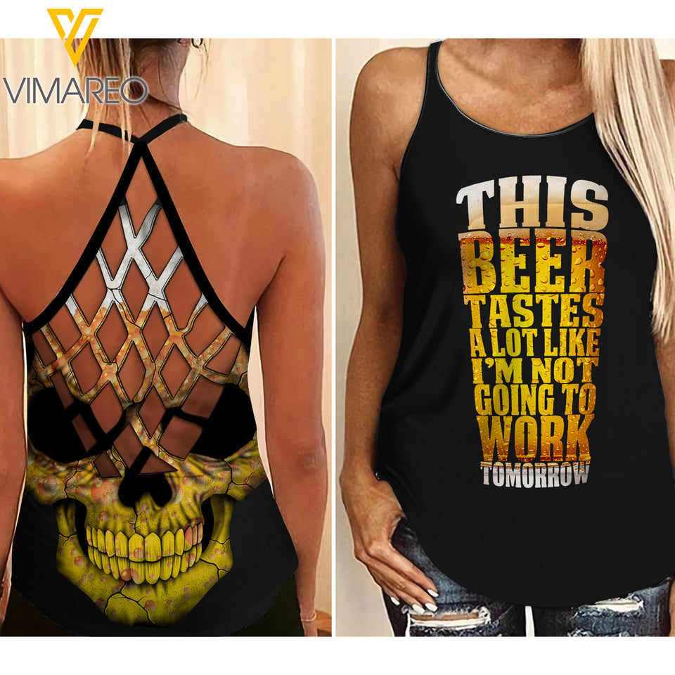 Beer taste Criss-Cross Open Back Camisole Tank Top GFEFJ