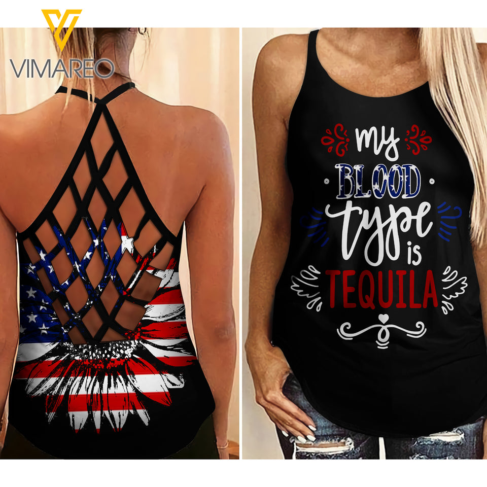 Tequila Criss-Cross Open Back Camisole Tank Top KTYET