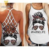 Wine Life Criss-Cross Open Back Camisole Tank Top QKUEH